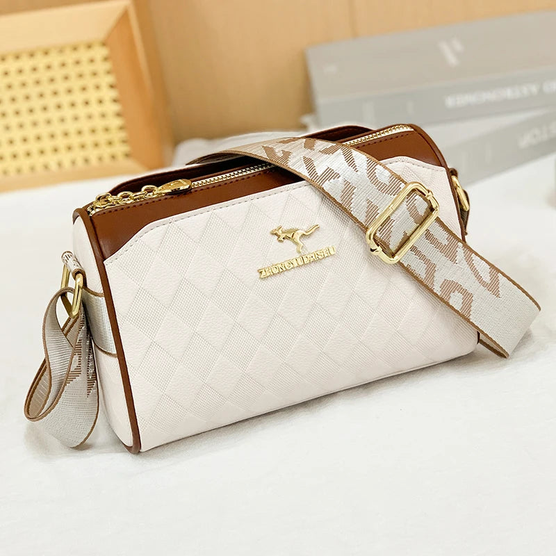 Ulvly Soft Leather Checkered Messenger Bag