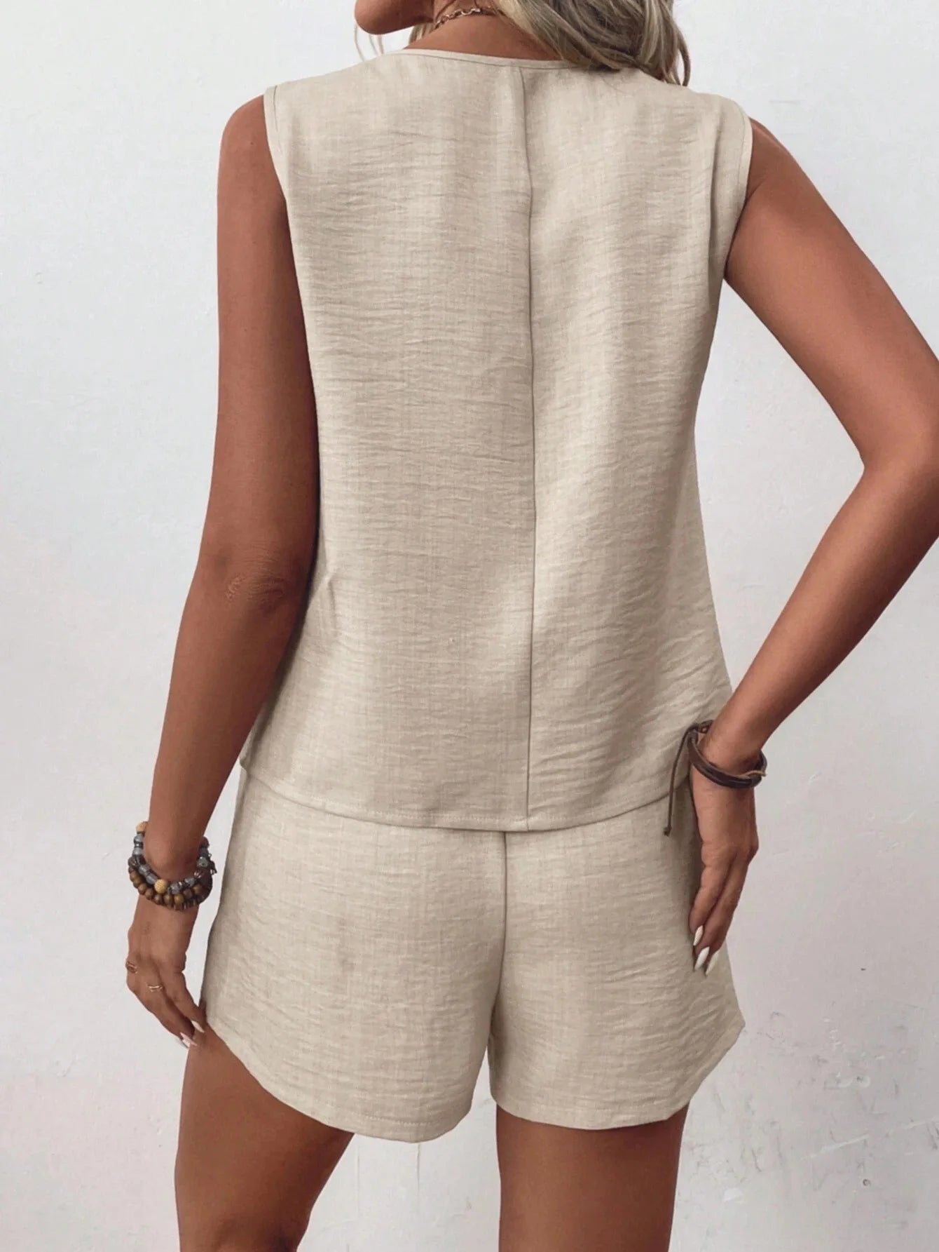 Ulvly Summer Button Vest &amp; Shorts Set