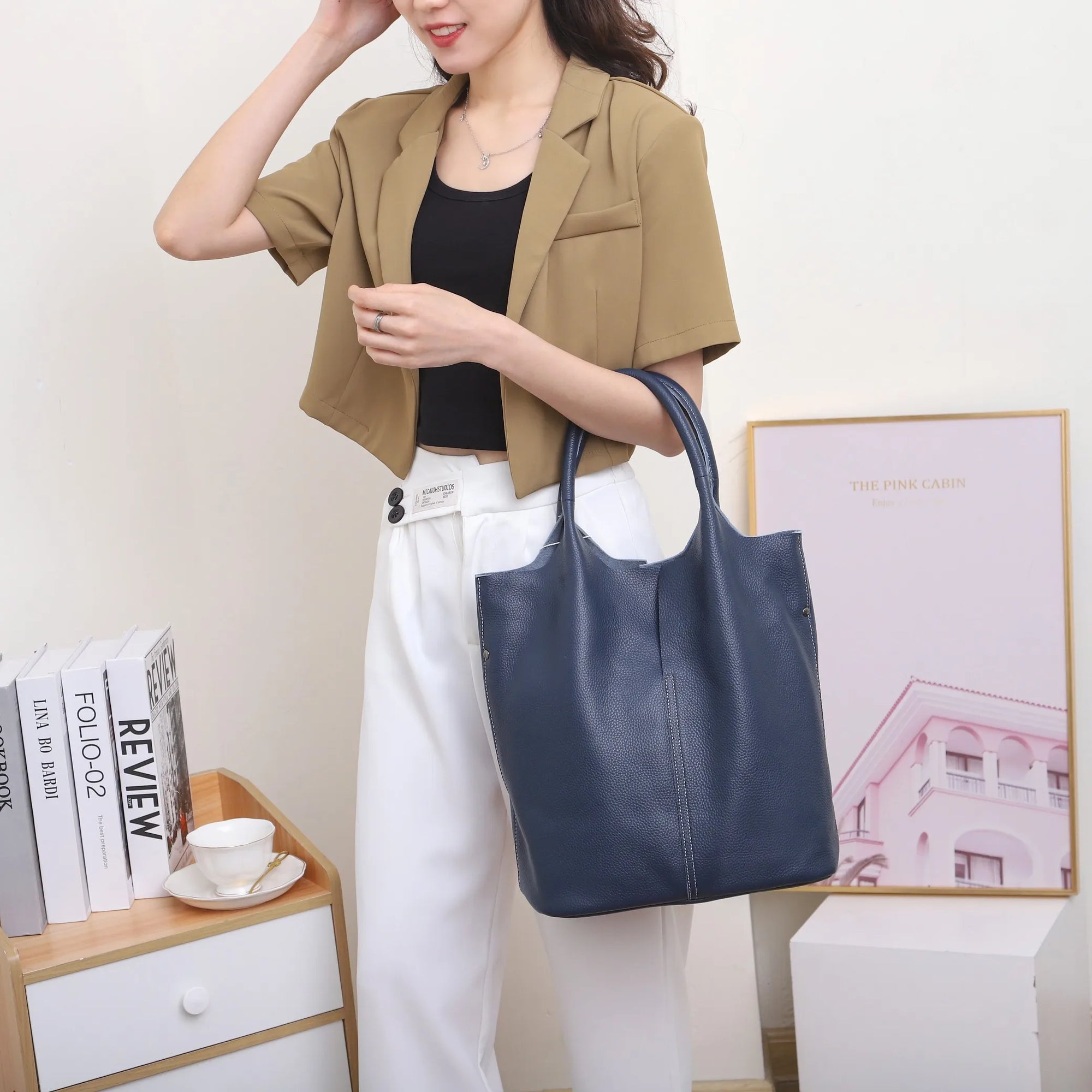 Ulvly Genuine Cowhide Commuter Tote