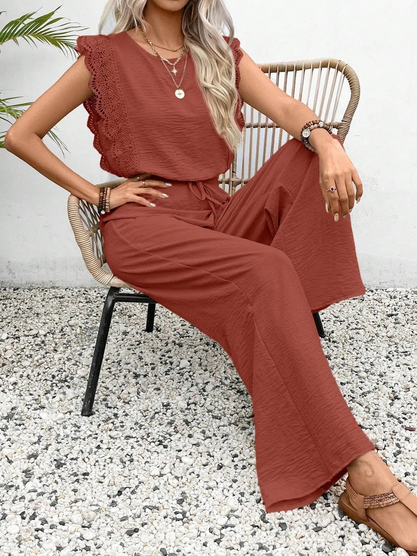 Ulvly Sleeveless O-Neck Suit Set
