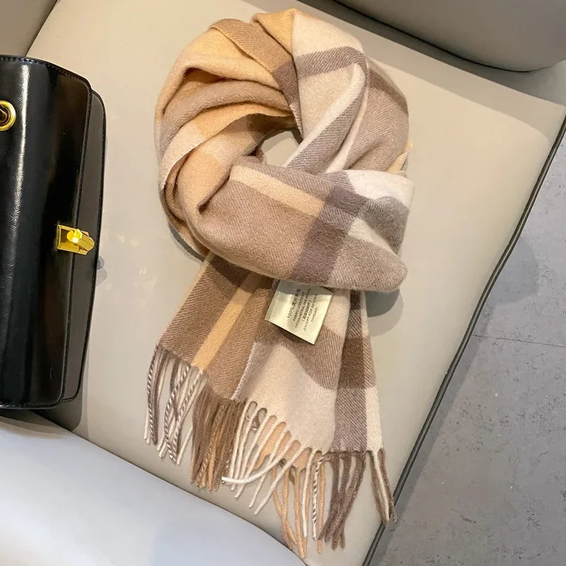 Ulvly Plaid Wool Tassel Scarf
