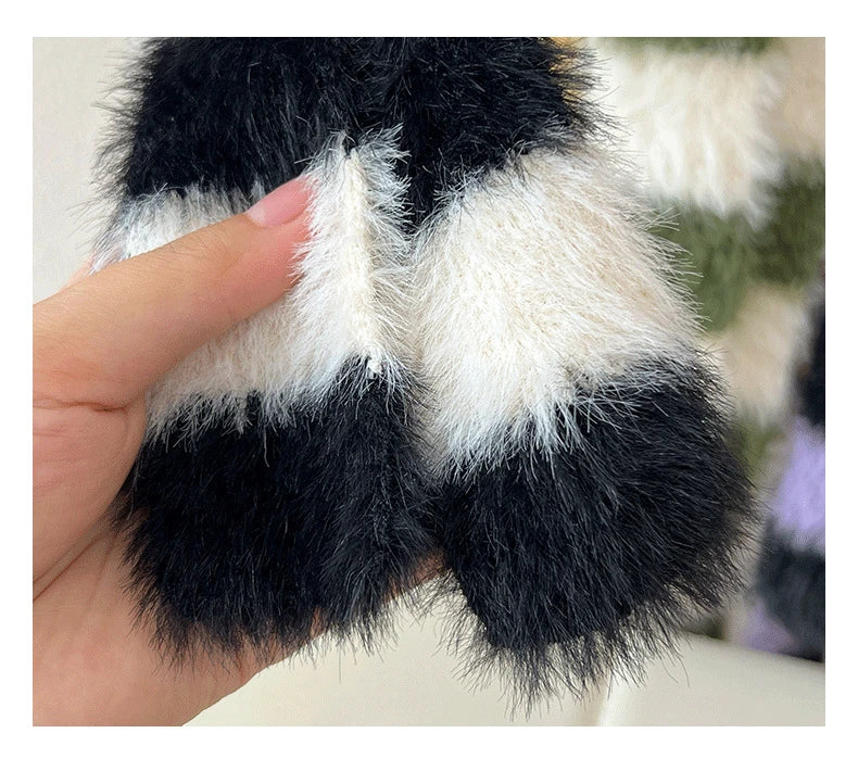 Ulvly Striped Plush Knit Scarf