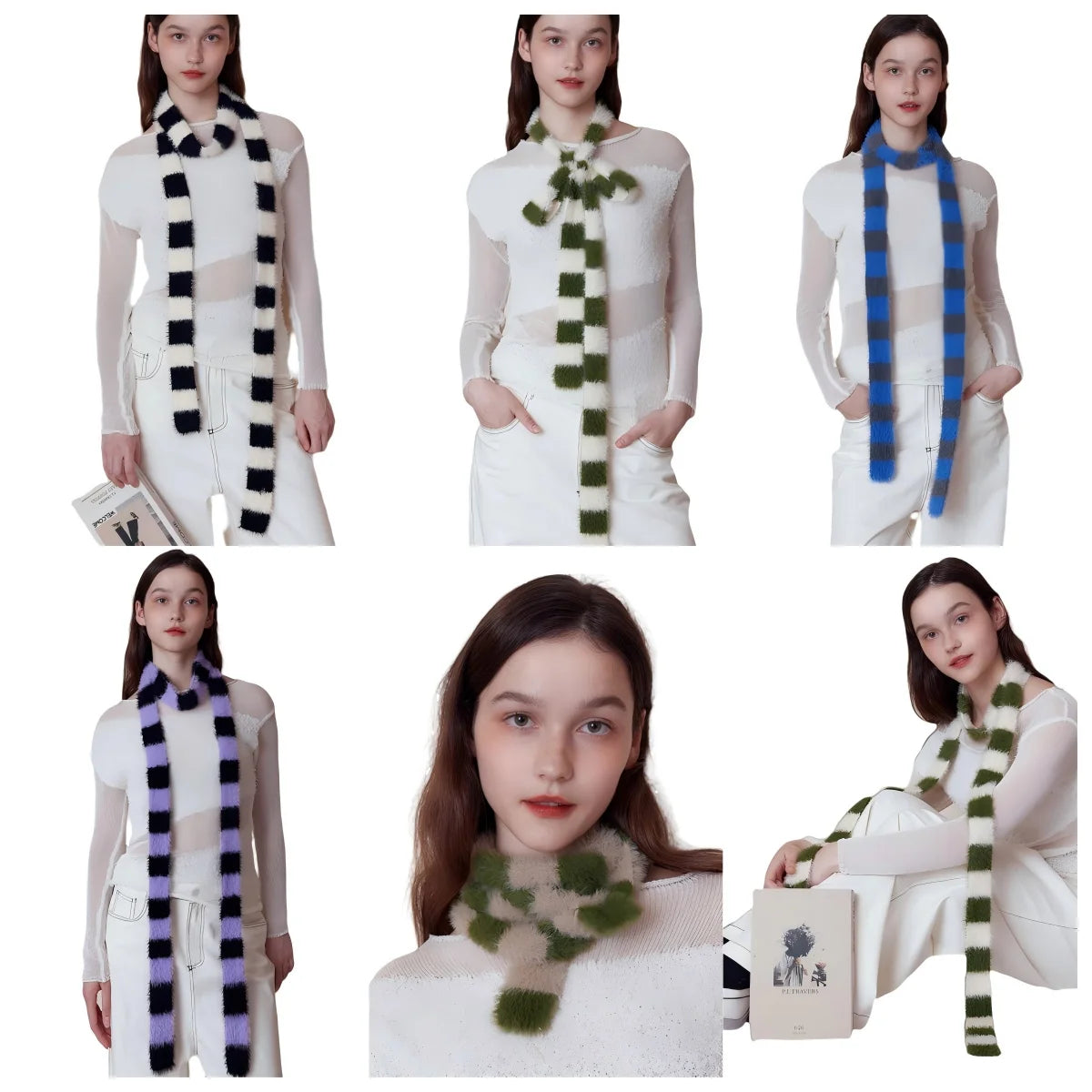 Ulvly Striped Plush Knit Scarf