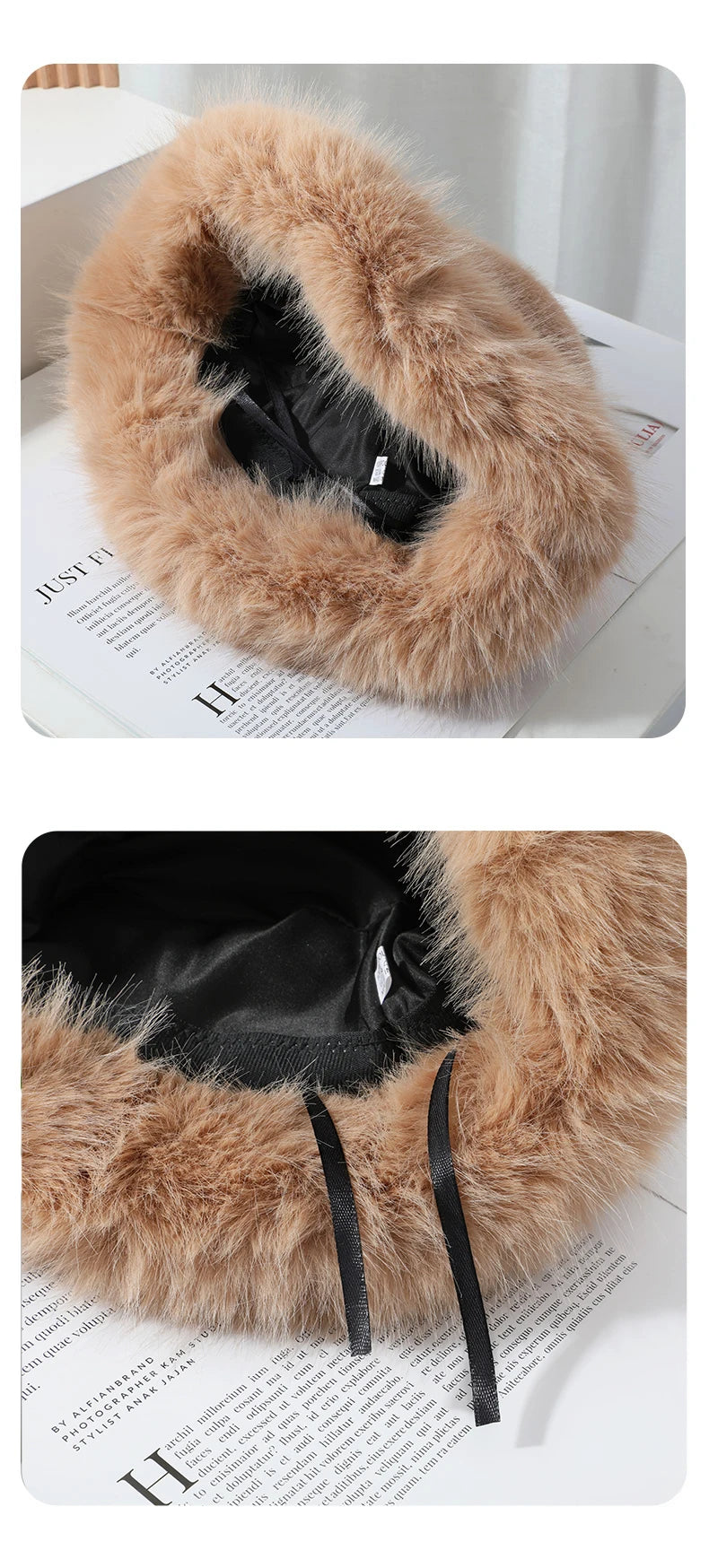 Ulvly Fluffy Faux Fur Bucket Hat