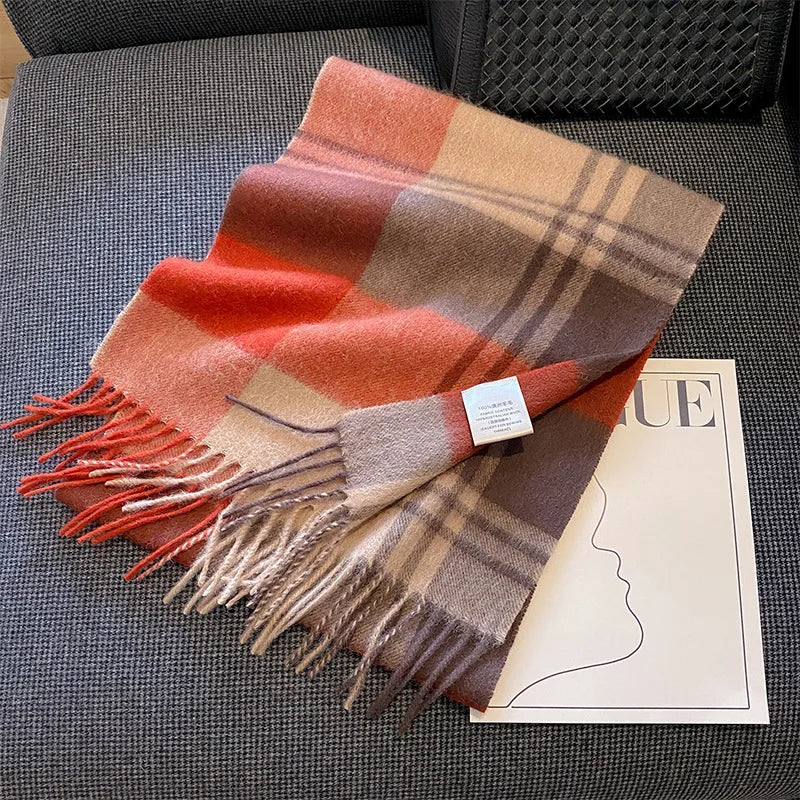 Ulvly Plaid Wool Tassel Scarf