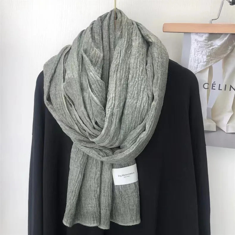 Ulvly Retro Cotton-Linen Touch Scarf