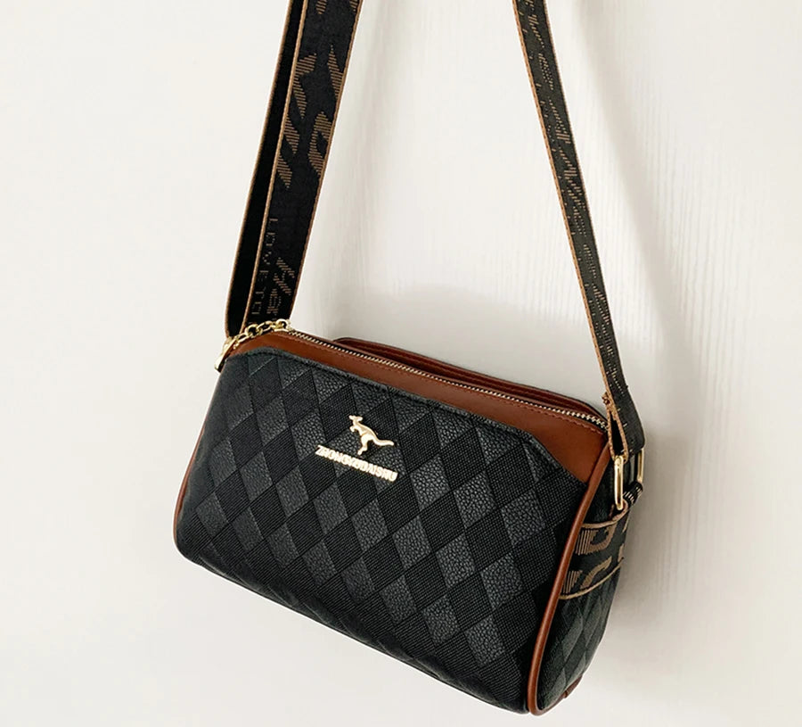 Ulvly Soft Leather Checkered Messenger Bag
