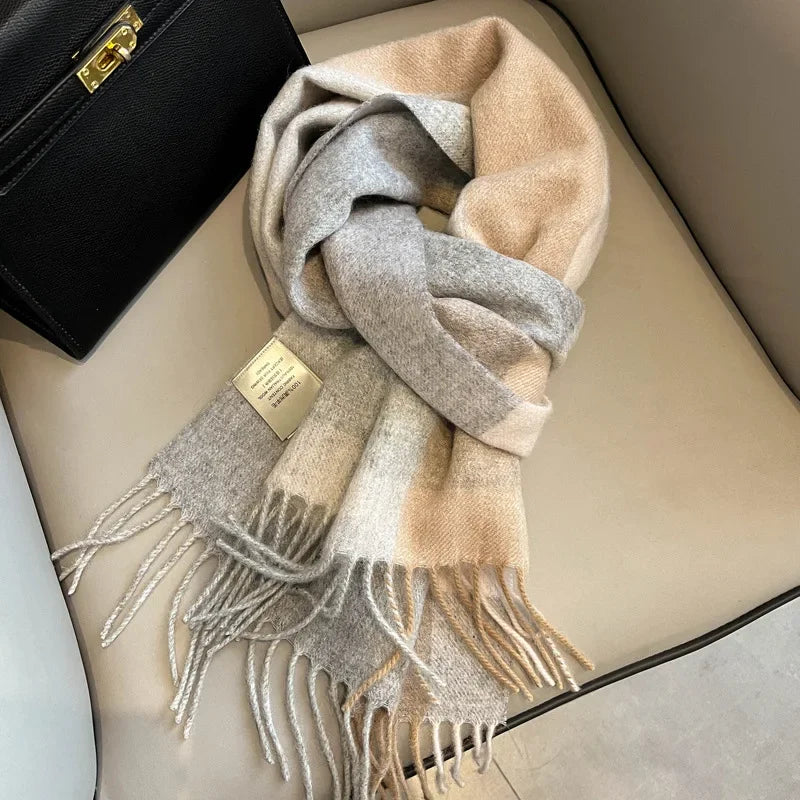Ulvly Plaid Wool Tassel Scarf