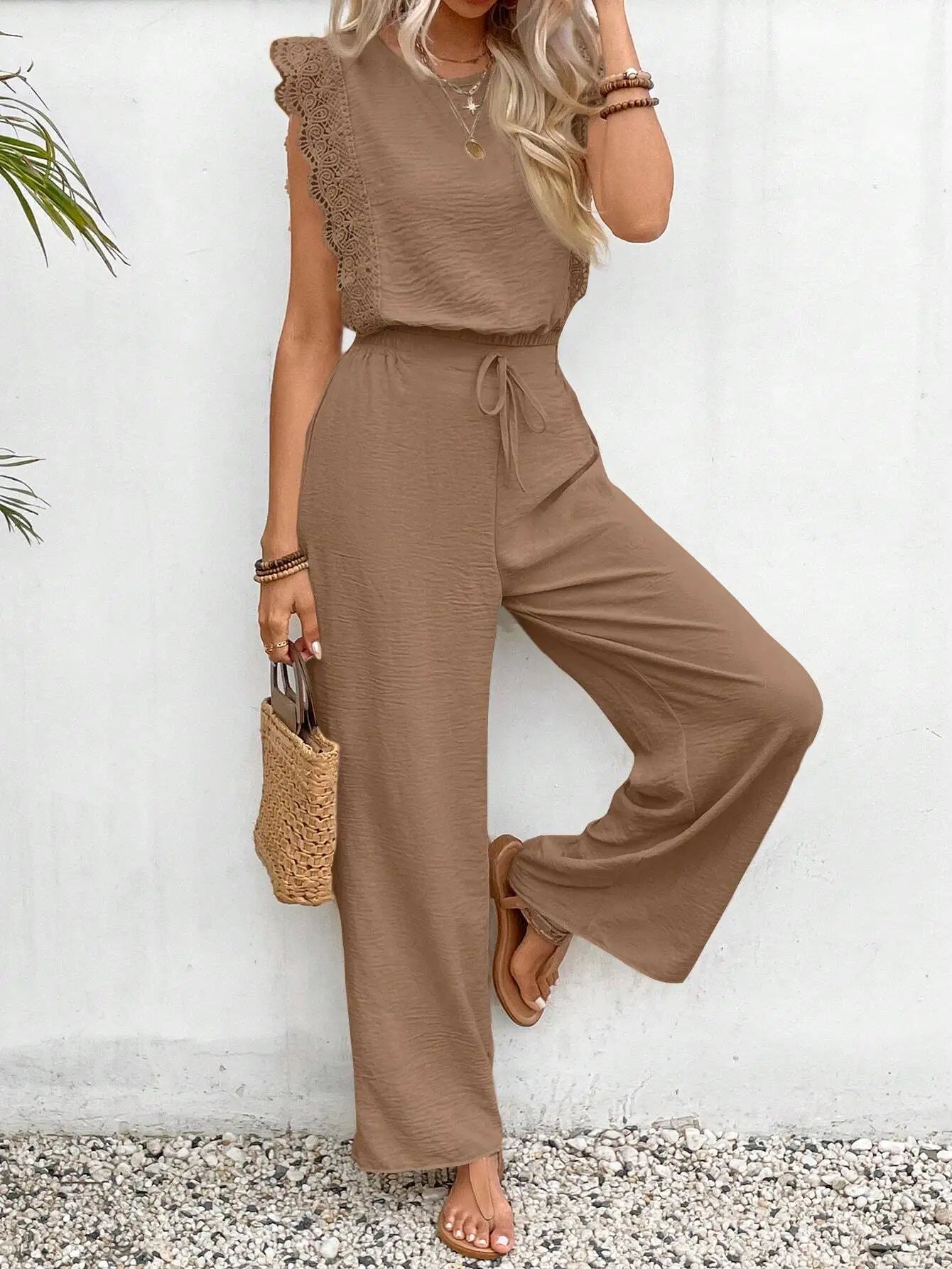 Ulvly Sleeveless O-Neck Suit Set