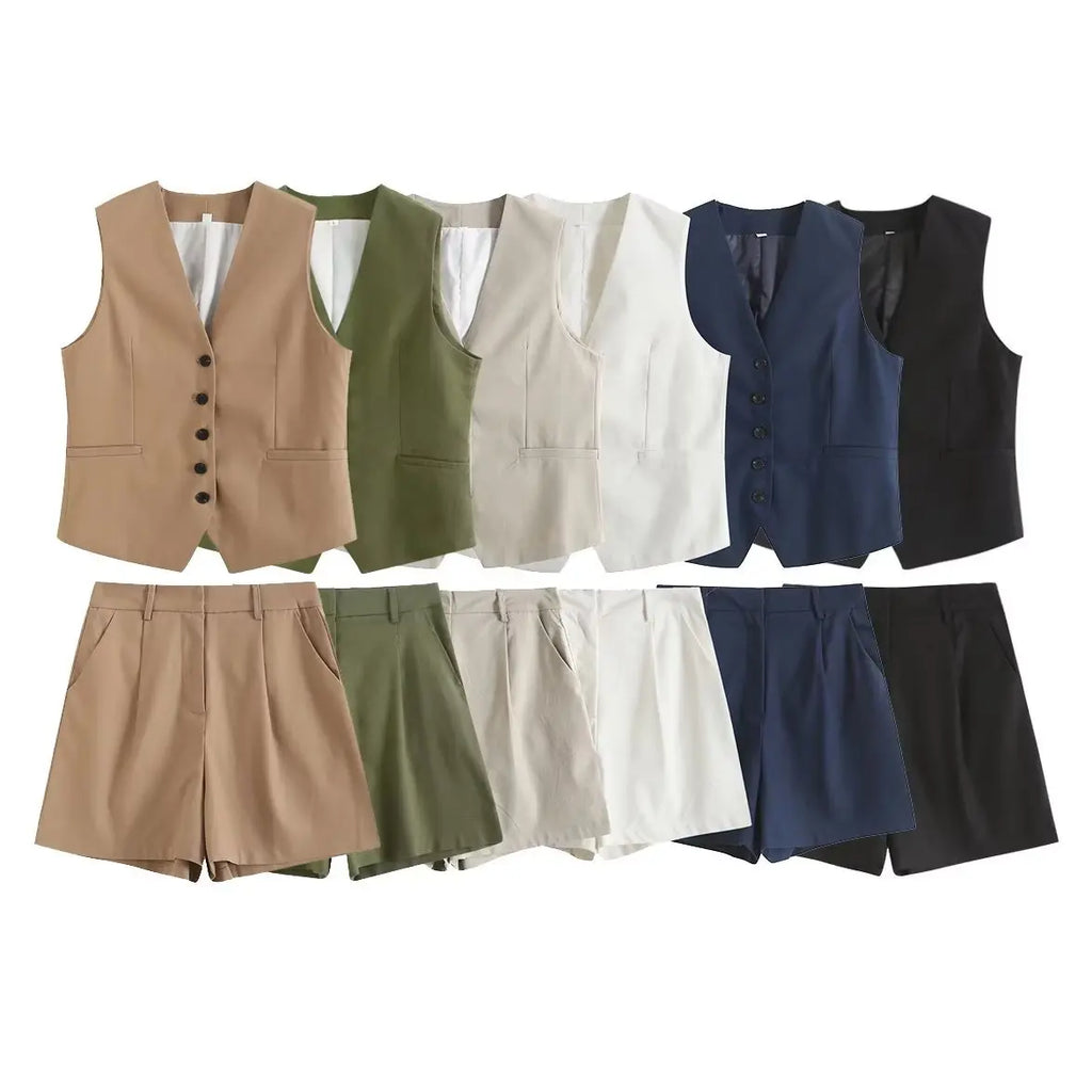 Ulvly Linen Vest &amp; Shorts Suit
