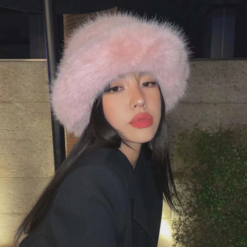 Ulvly Fluffy Faux Fur Bucket Hat