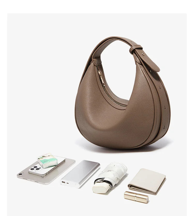 Ulvly Half-Moon PU Shoulder Bag
