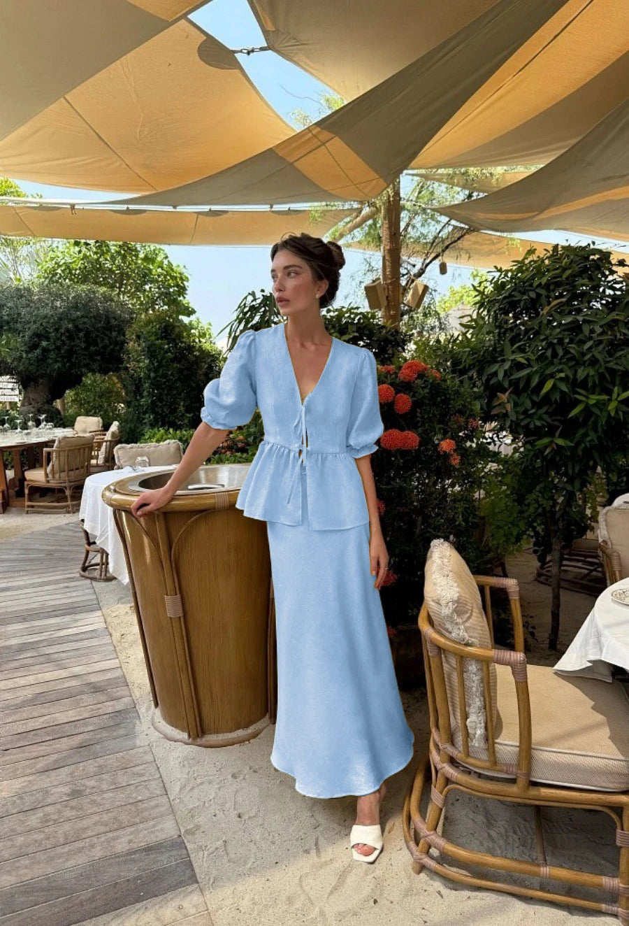 Ulvly Cotton Puff Sleeve &amp; Skirt Set