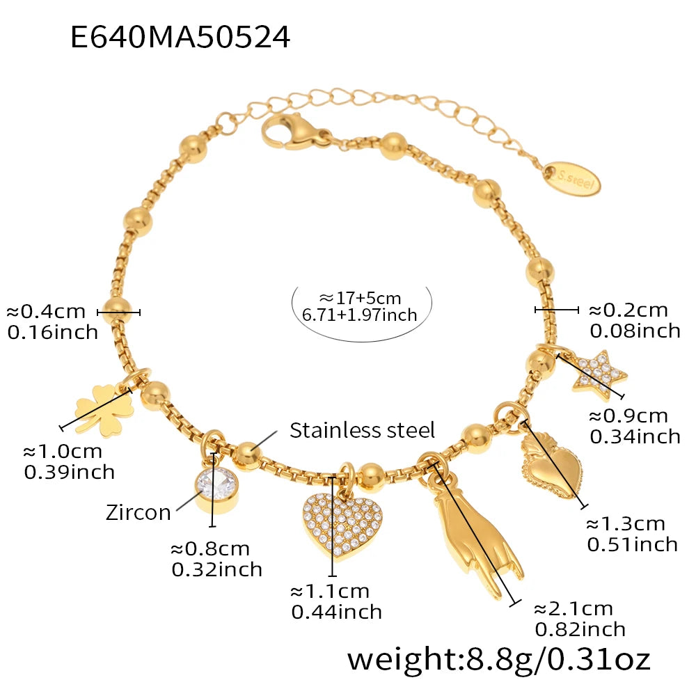 Ulvly Gold Plated Stainless Steel Charm Bracelet – Trendy Link Chain