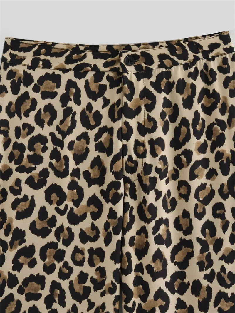 Ulvly Y2K Leopard Wide-Leg Pants