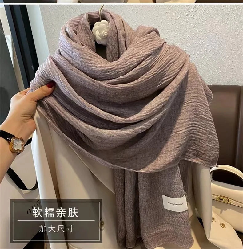 Ulvly Retro Cotton-Linen Touch Scarf