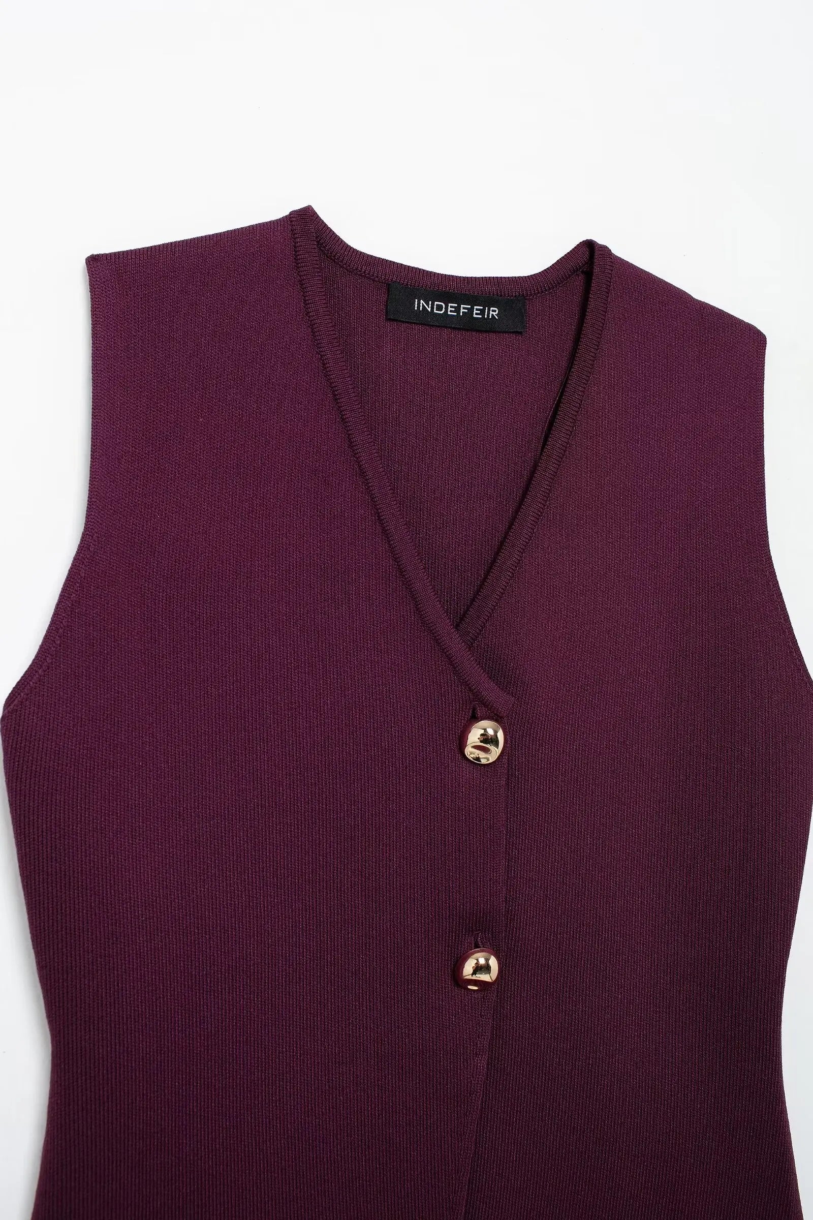 Ulvly Wine Red Knit Vest & Skirt Set