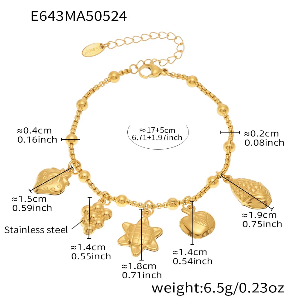 Ulvly Gold Plated Stainless Steel Charm Bracelet – Trendy Link Chain