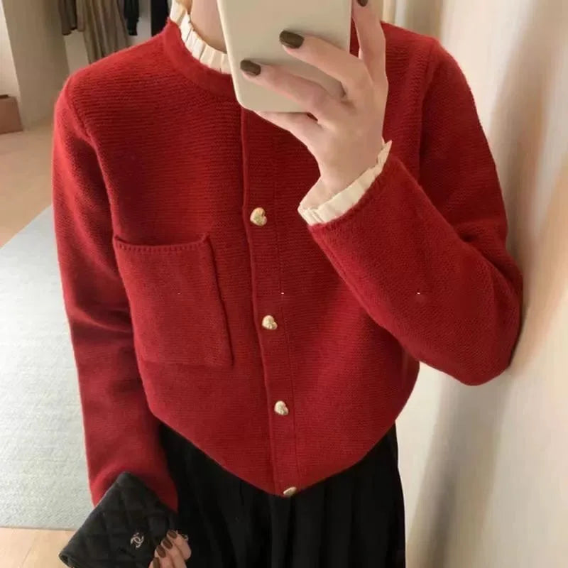 Ulvly Heart-Button Cardigan