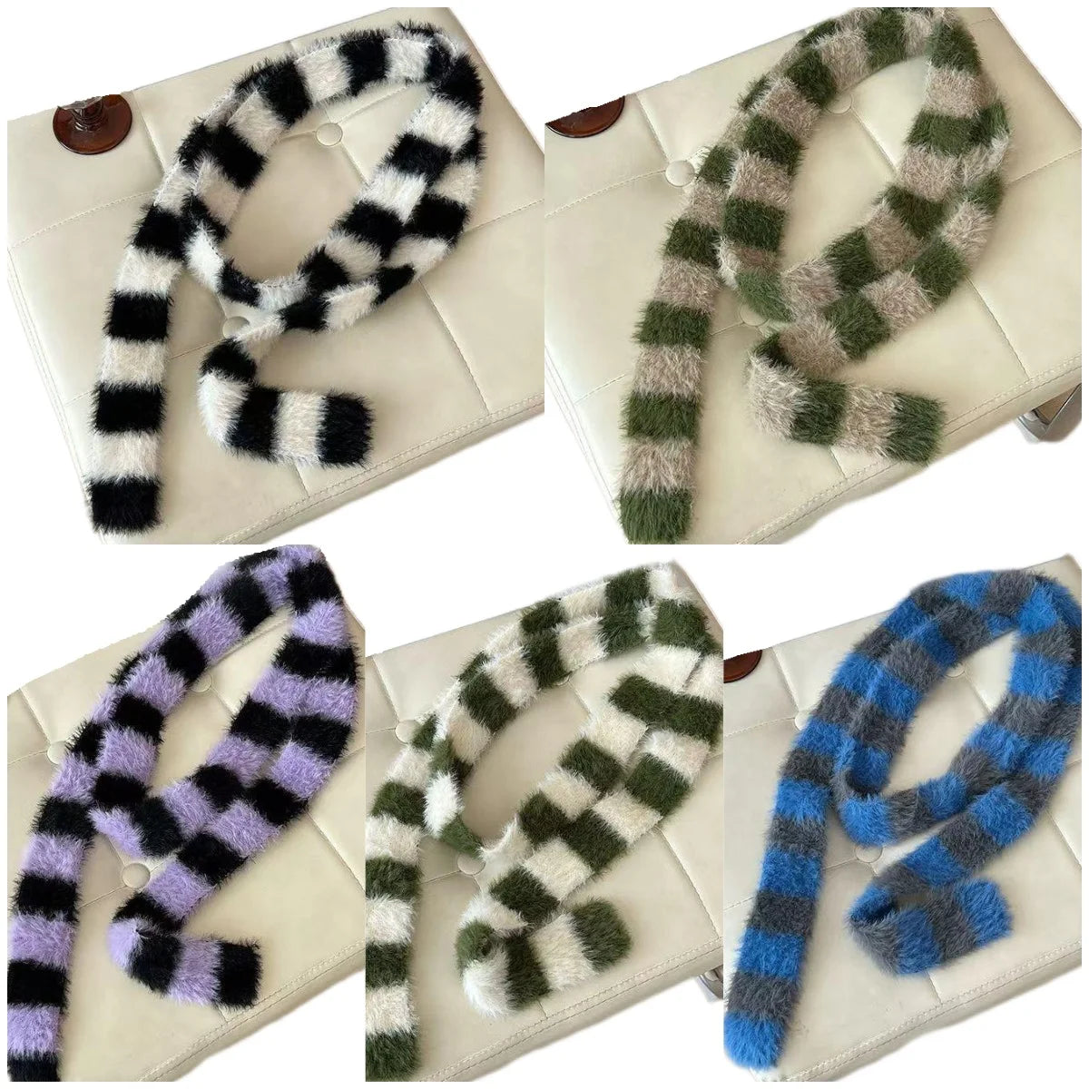 Ulvly Striped Plush Knit Scarf