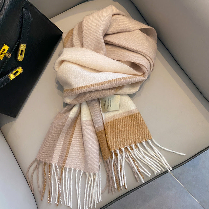 Ulvly Plaid Wool Tassel Scarf