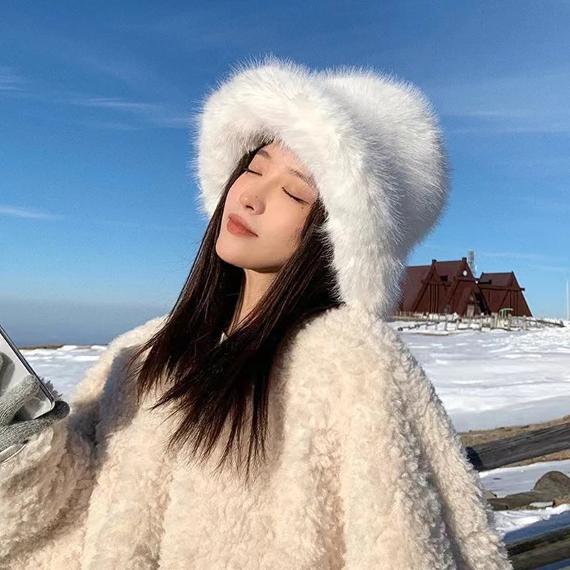 Ulvly Fluffy Faux Fur Bucket Hat