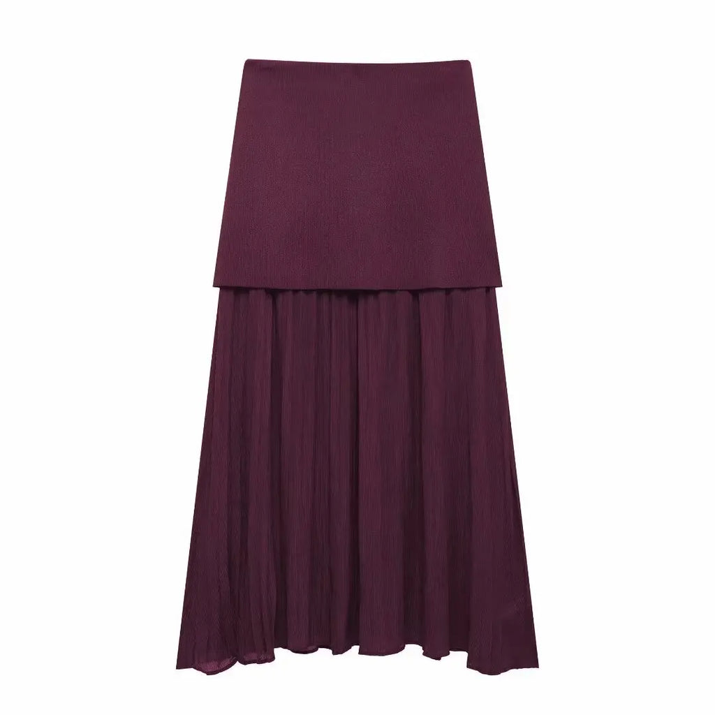 Ulvly Wine Red Knit Vest & Skirt Set
