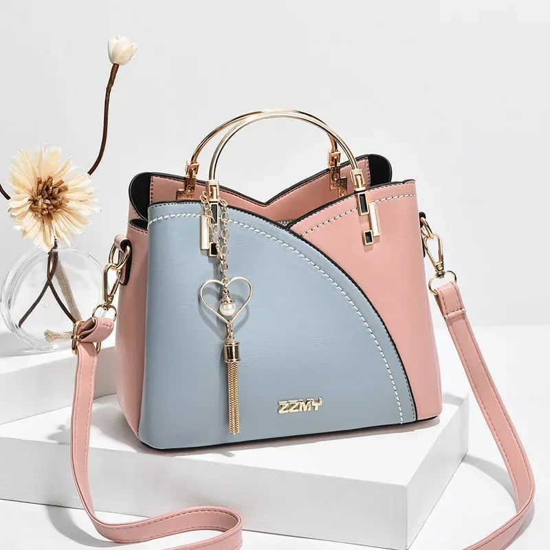 Ulvly Patchwork PU Leather Shoulder Bag