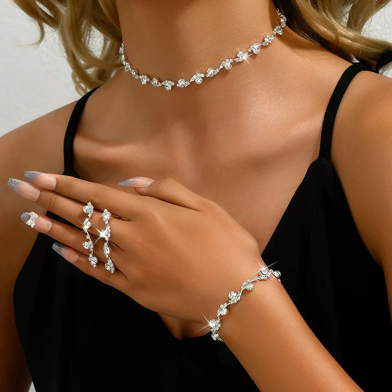 Ulvly Trendy Crystal Jewelry Set