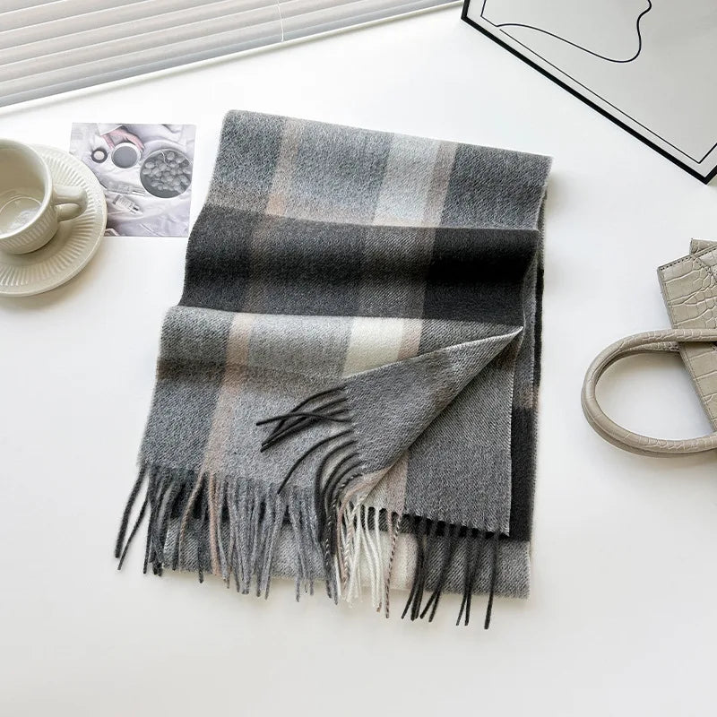 Ulvly Plaid Wool Tassel Scarf
