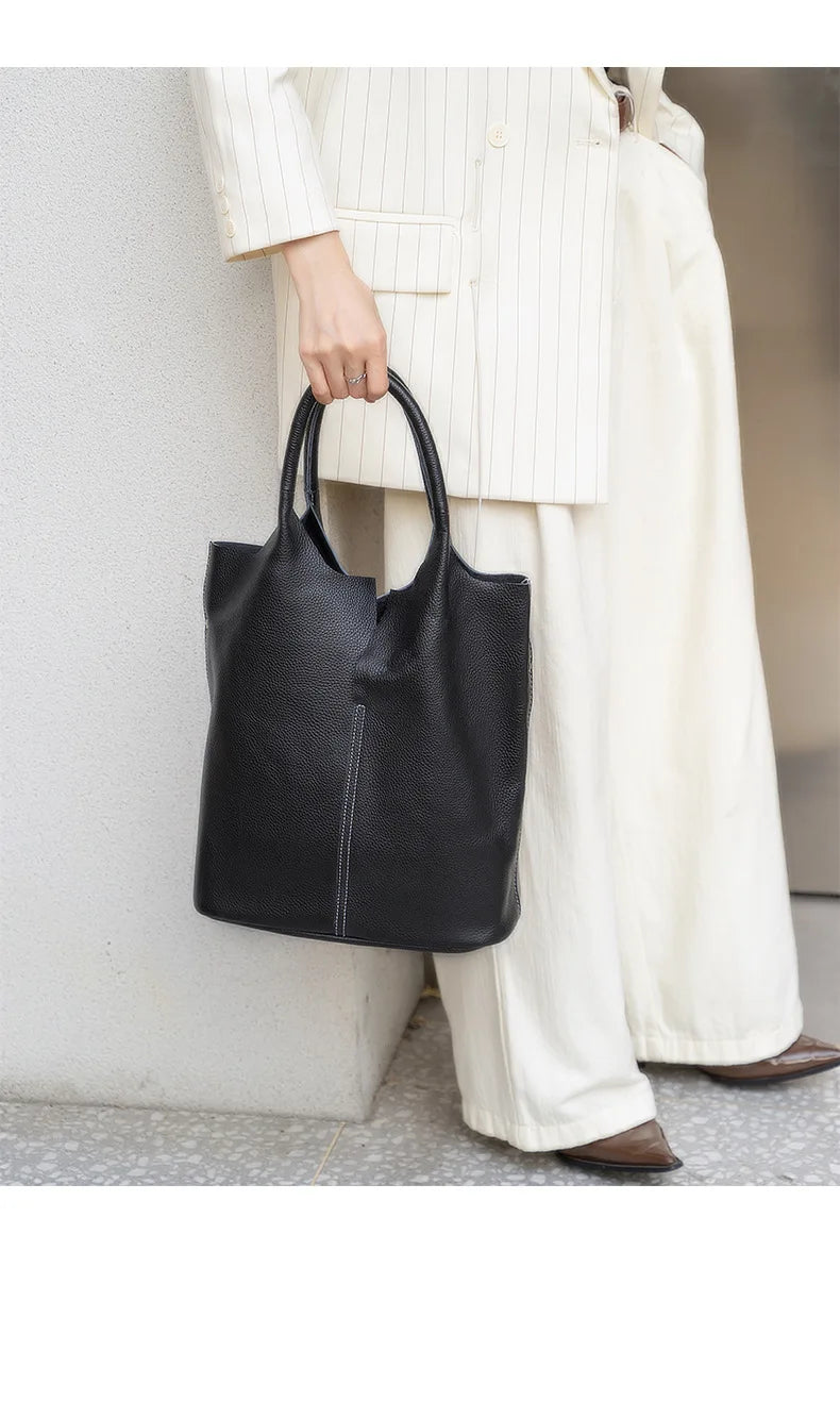 Ulvly Genuine Cowhide Commuter Tote