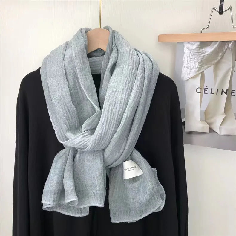 Ulvly Retro Cotton-Linen Touch Scarf