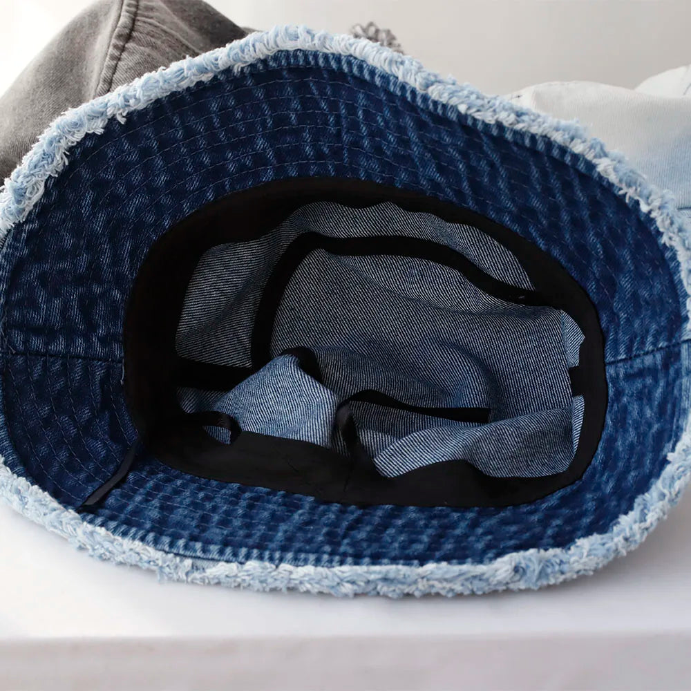 Ulvly Denim Cowboy Bucket Hat with Strap