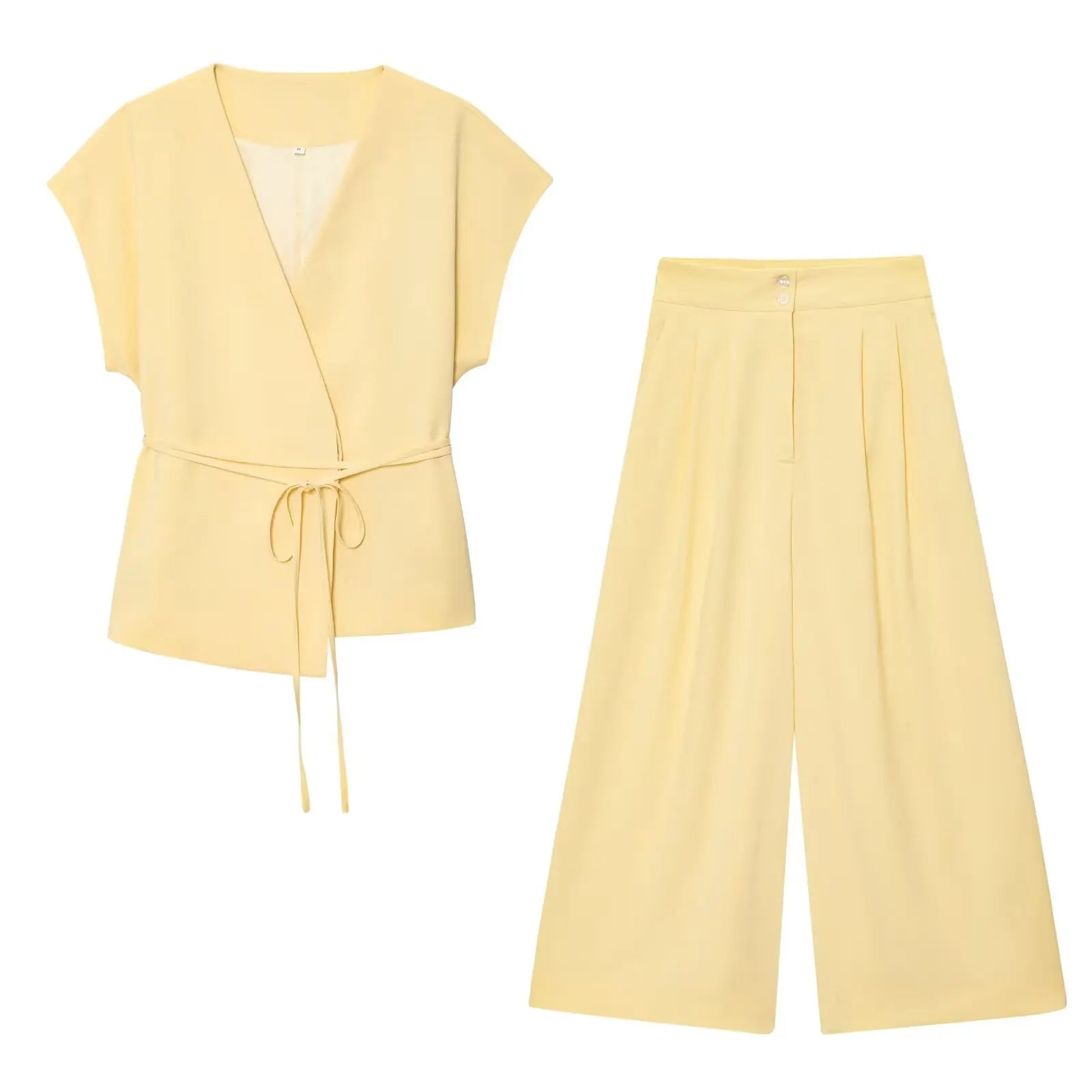 Ulvly Sleeveless Belted Suit Set