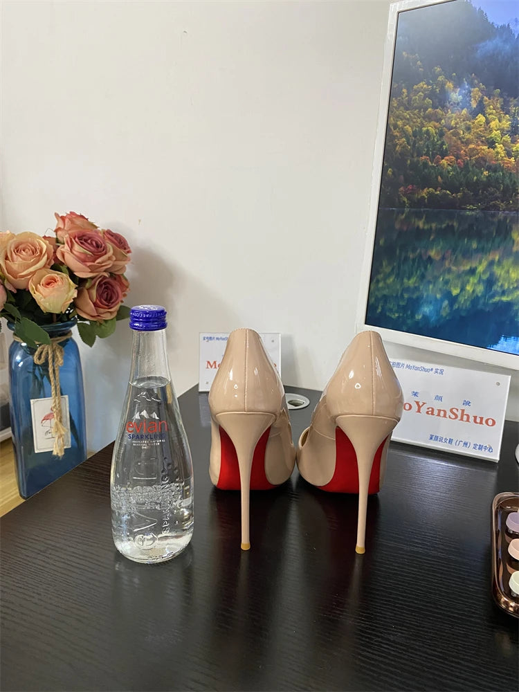 Ulvly Nude Patent Pointed-Toe Stiletto Heels