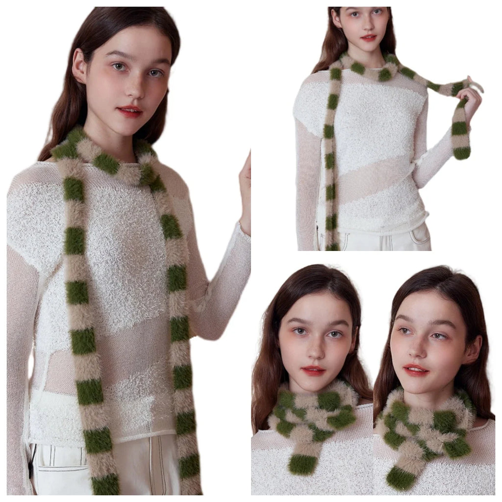 Ulvly Striped Plush Knit Scarf
