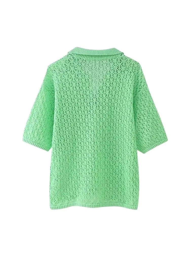 Ulvly Pointelle Polo Knit