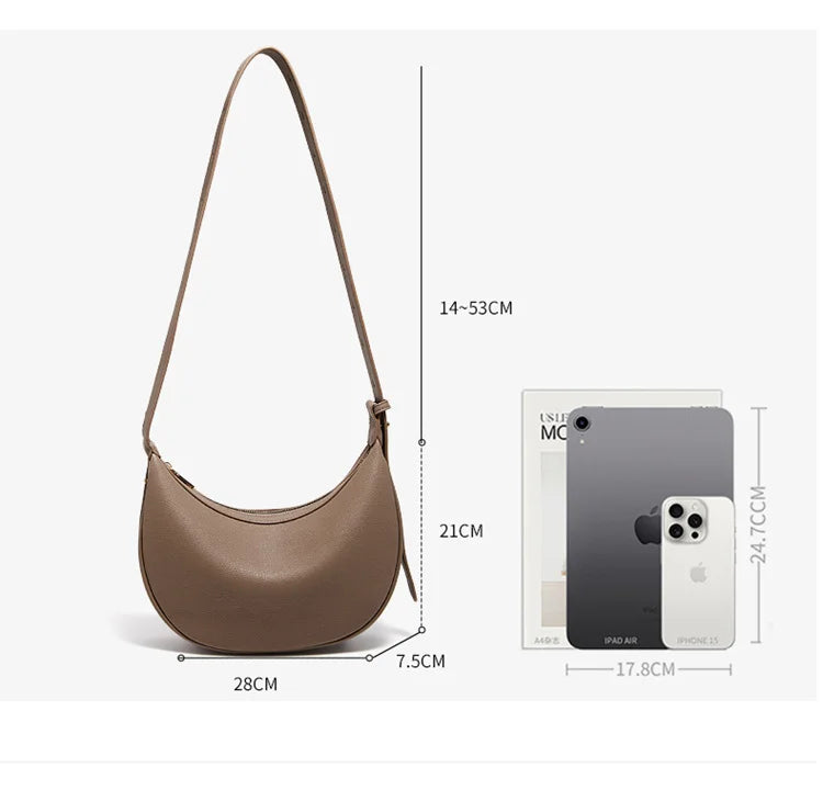 Ulvly Half-Moon PU Shoulder Bag