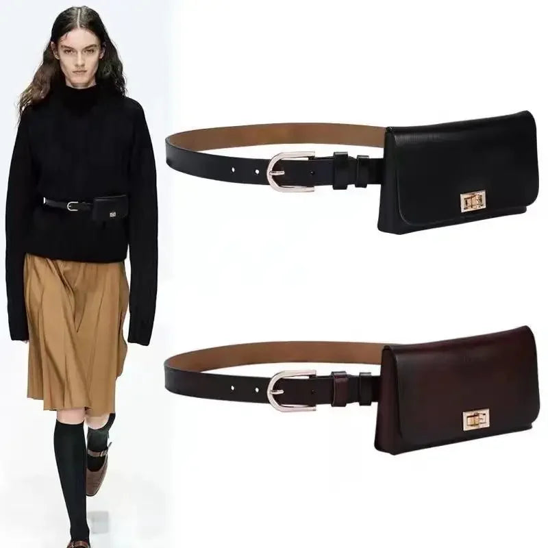 Ulvly Leather Belt with Mini Phone Bag