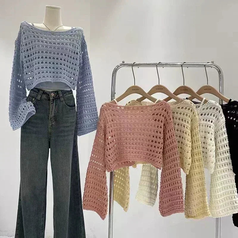 Ulvly Y2K Crochet Crop