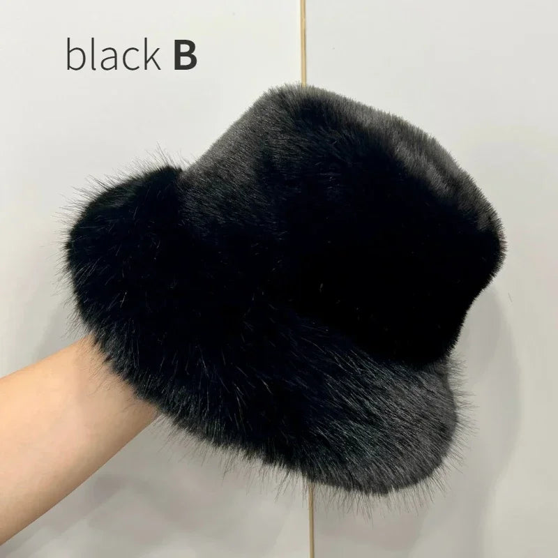 Ulvly Fluffy Faux Fur Bucket Hat