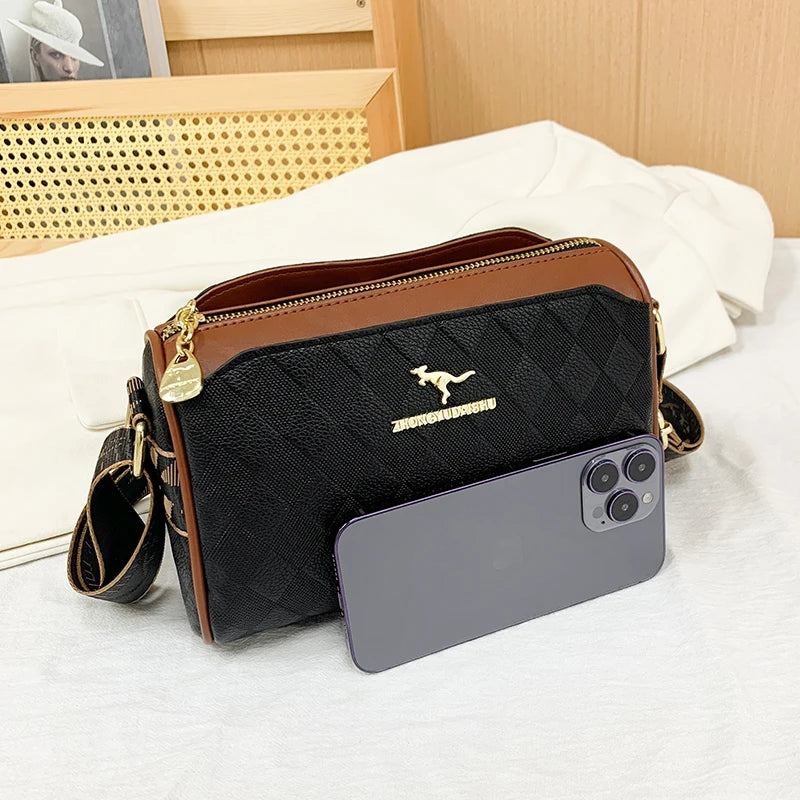 Ulvly Soft Leather Checkered Messenger Bag