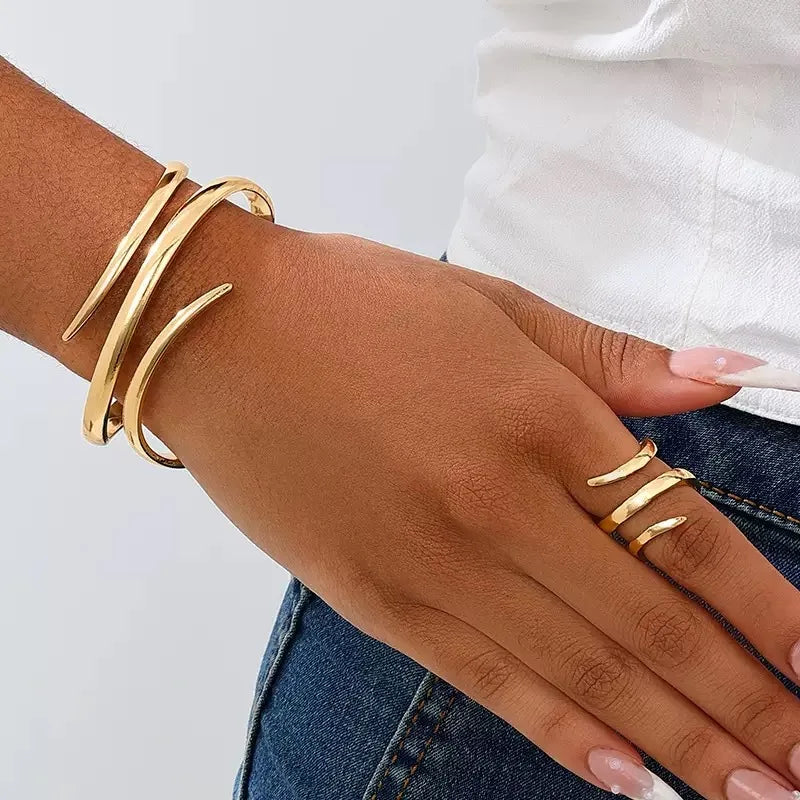 Ulvly Water Drop Ring and Bracelet Set – Stainless Steel