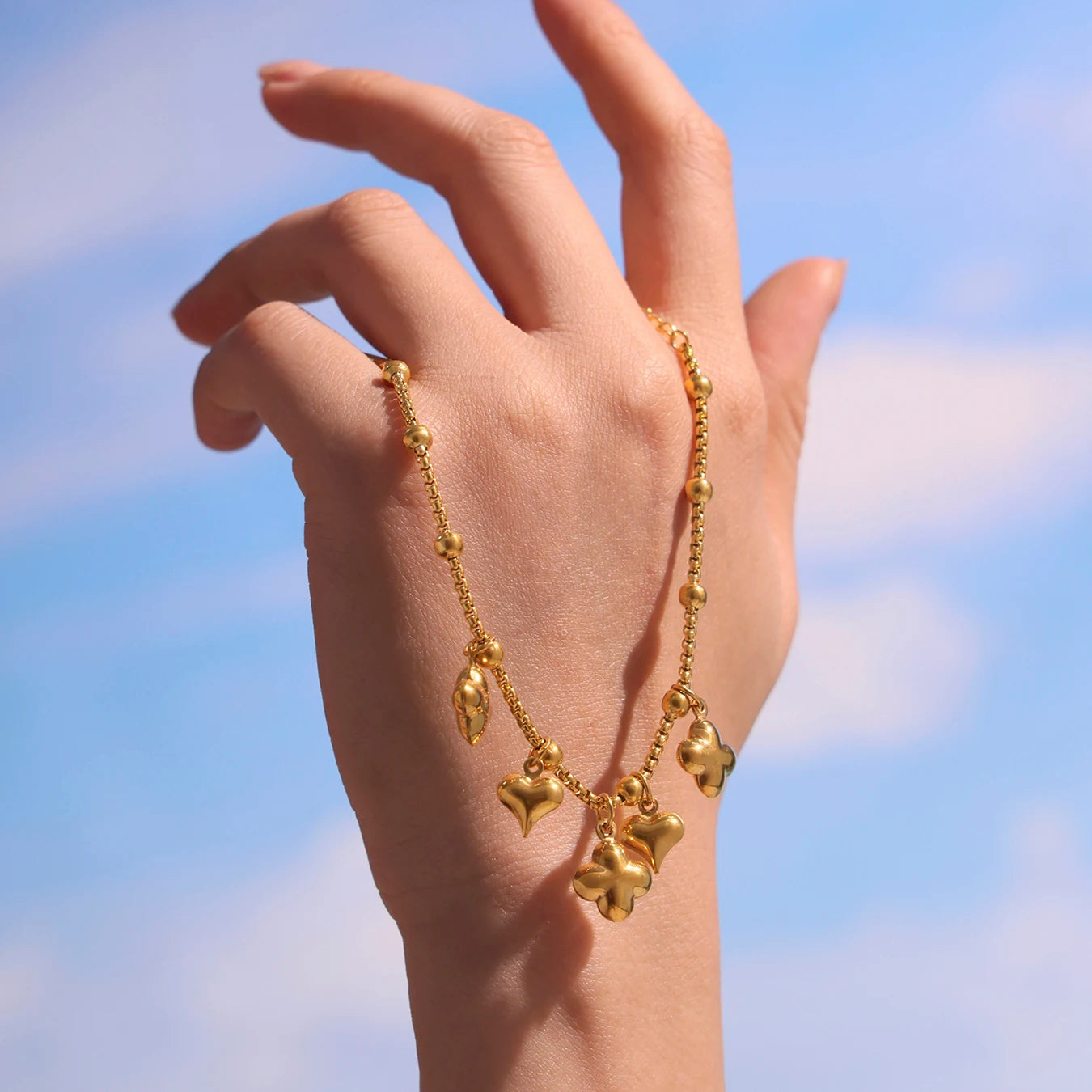 Ulvly Gold Plated Stainless Steel Charm Bracelet – Trendy Link Chain