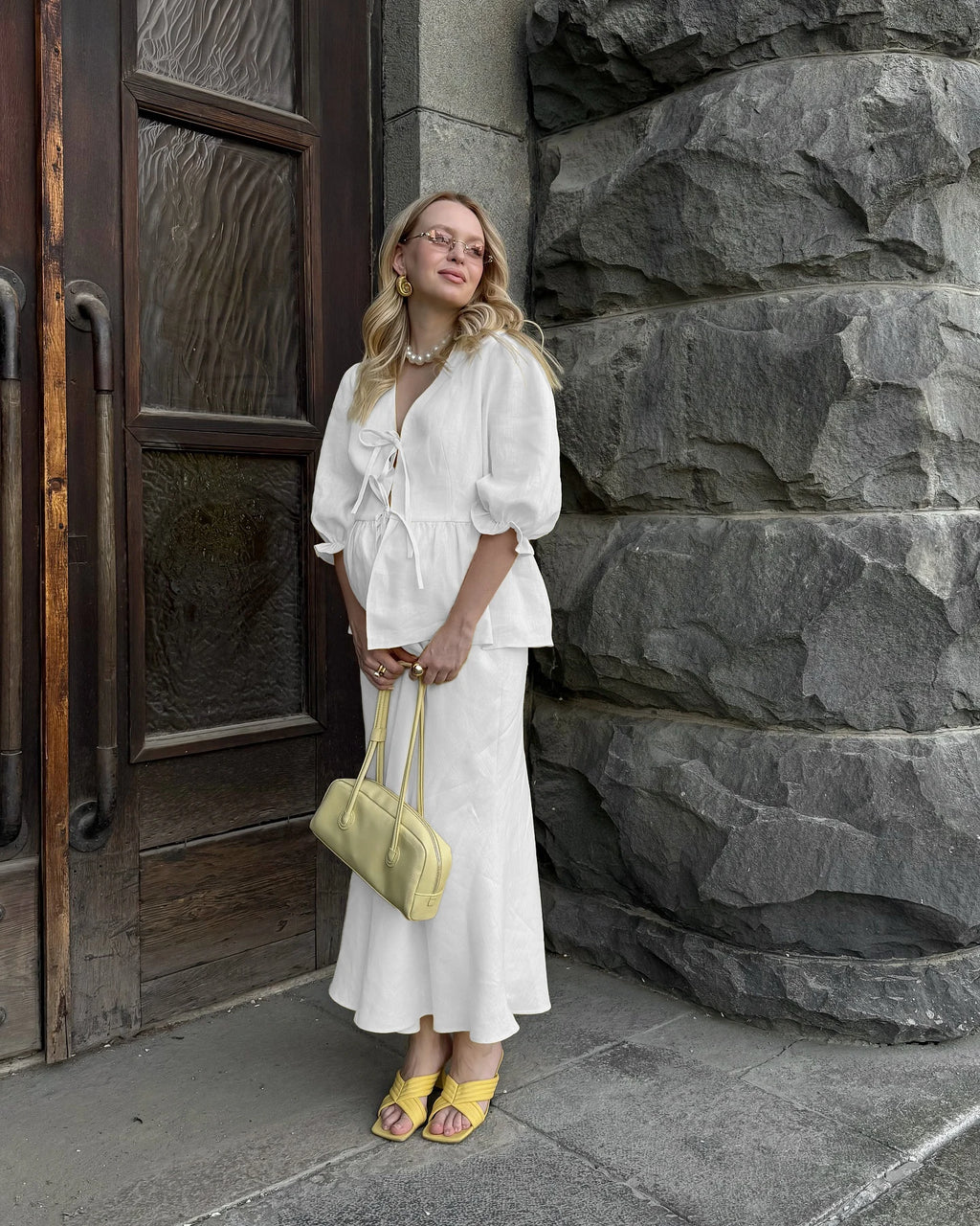Ulvly Cotton Puff Sleeve &amp; Skirt Set