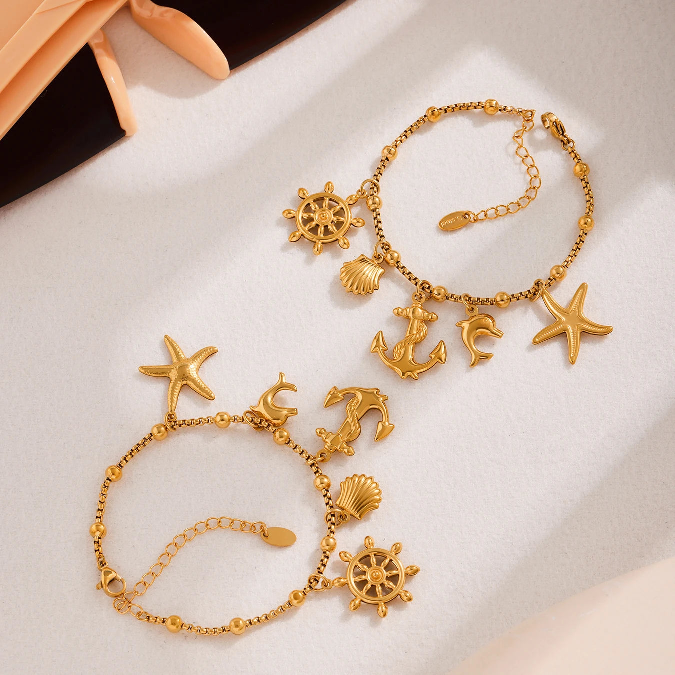 Ulvly Gold Plated Stainless Steel Charm Bracelet – Trendy Link Chain