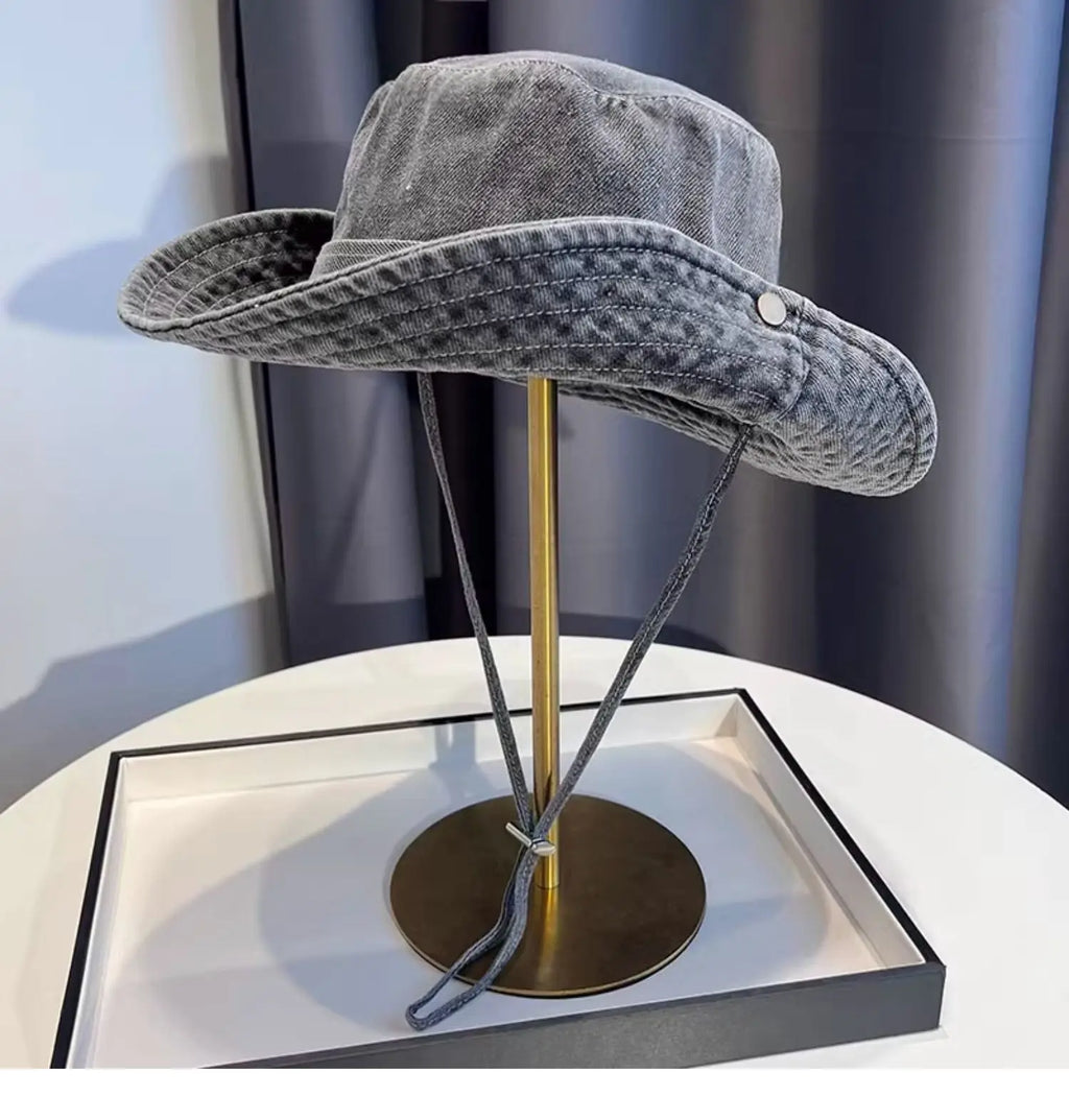 Ulvly Vintage Washed Denim Bucket Hat