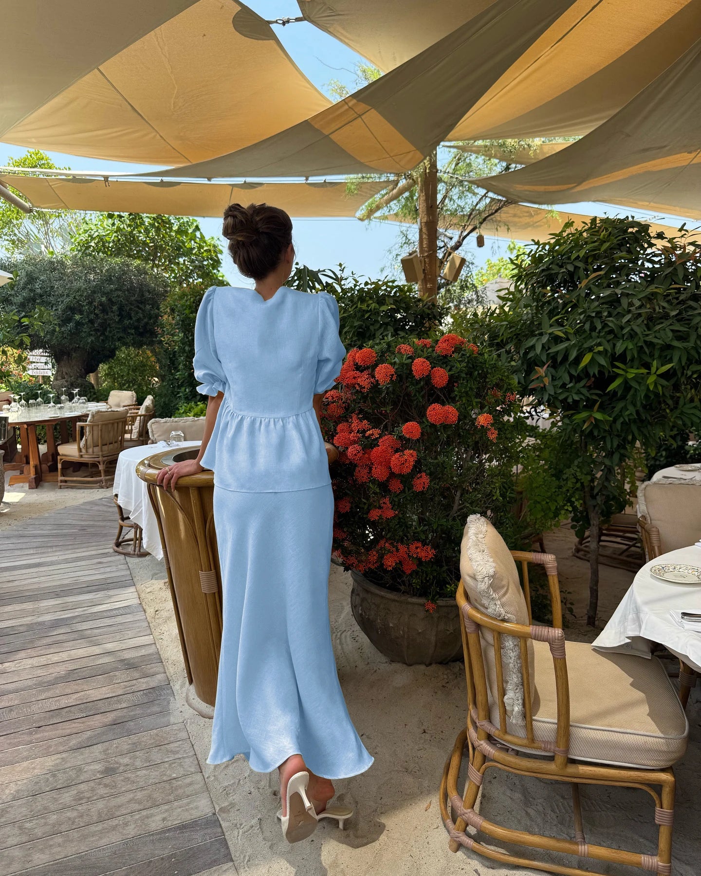 Ulvly Cotton Puff Sleeve &amp; Skirt Set