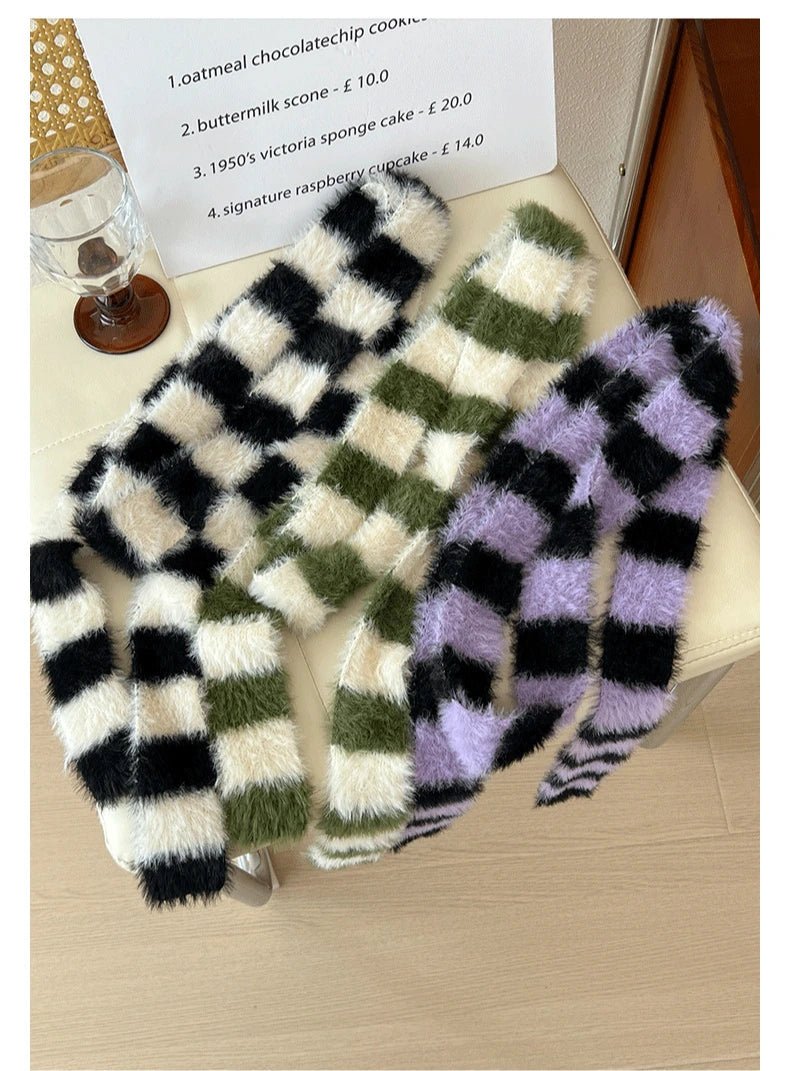 Ulvly Striped Plush Knit Scarf