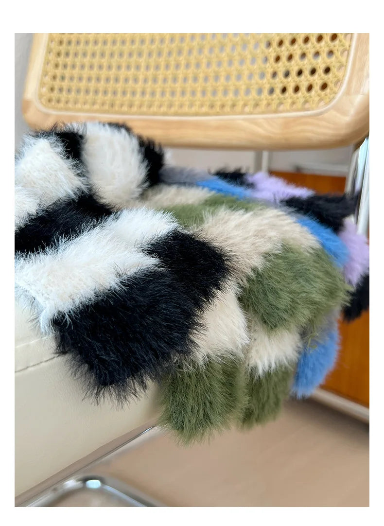 Ulvly Striped Plush Knit Scarf